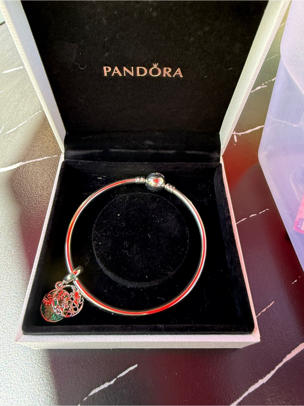 Pandora Lion King Silver Bangle Bracelet with Charm